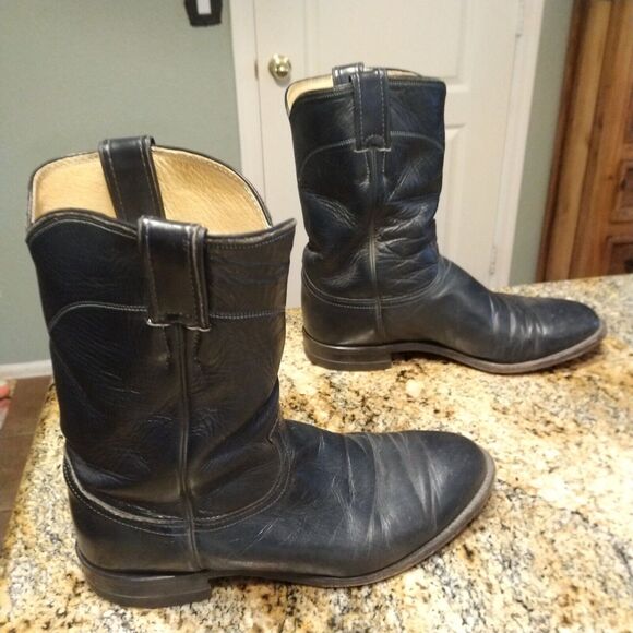 Justin 3024 Roper Boots - Mens - Size 9 EE - Blue Western Leather - Picture 1 of 12